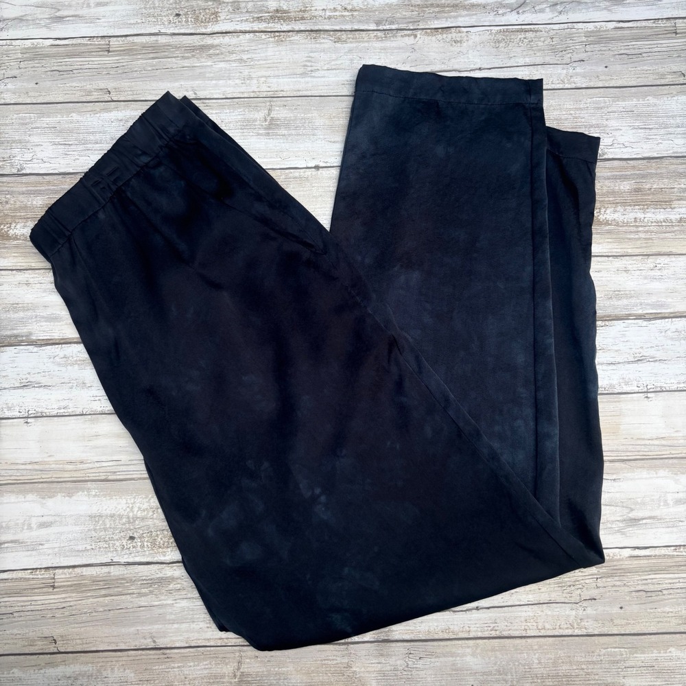 Raquel Allegra Easy Pant Pull On Size 0 Blue Cloud Wash Silk Blend Tapered
